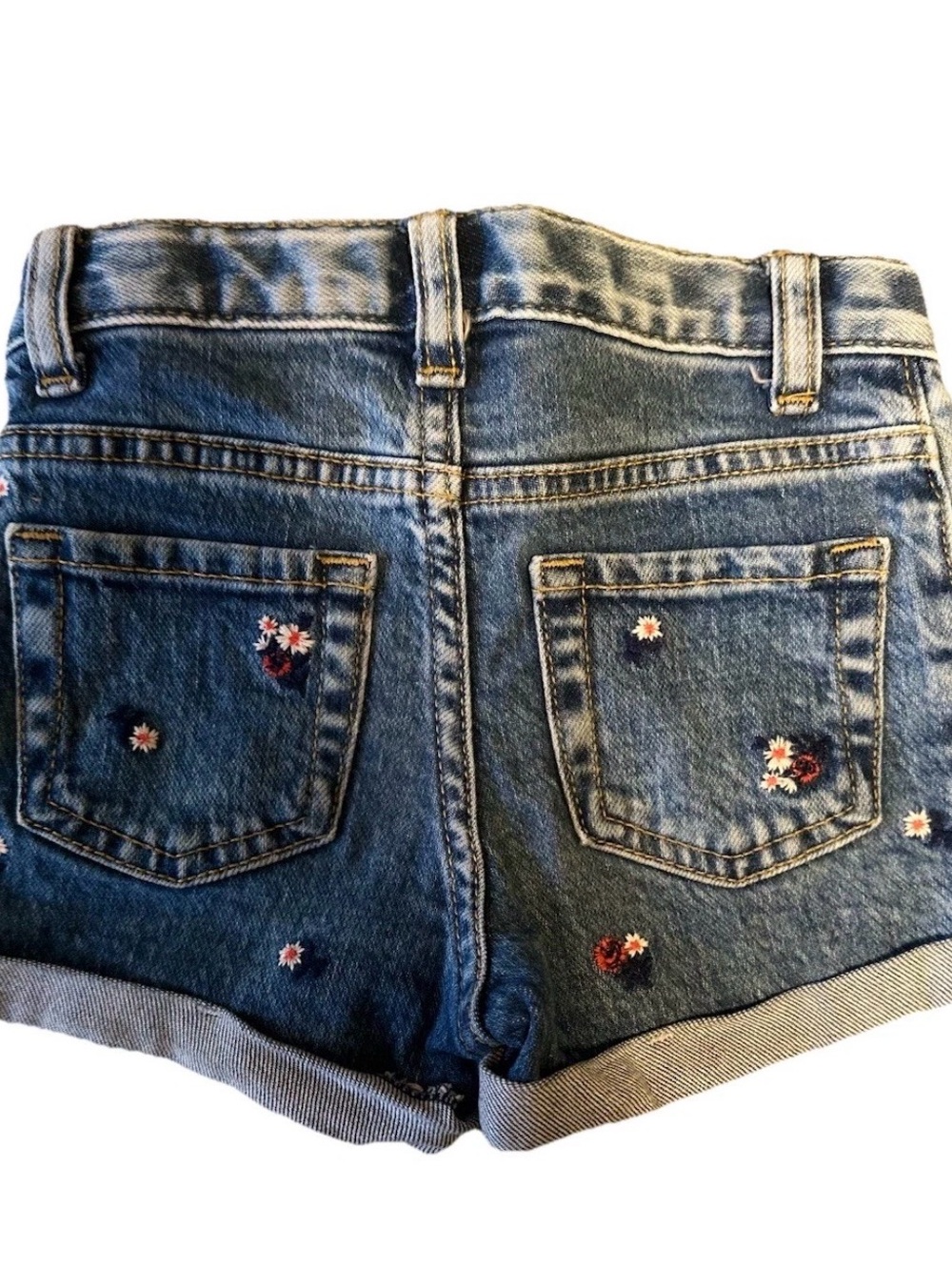 Cat & Jack Blue Denim Shorts with Floral Embroidery - Picture 2 of 3